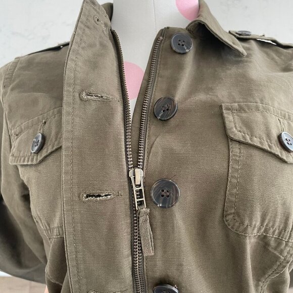 Talbots Petite Casual Military Inspired 100% Cotton Jacket Olive Green Sz P - Picture 4 of 12